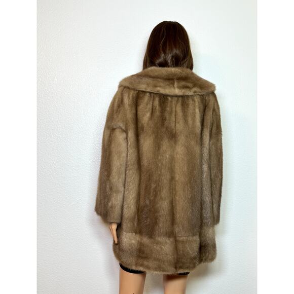 VINTAGE Lepp & Company Women's Size L Golden Brown Mink Stroller Coat - Picture 5 of 12